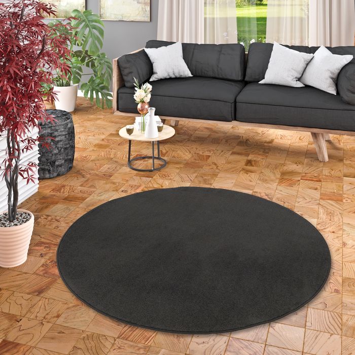 Tapis Rond Joy Velours Noir