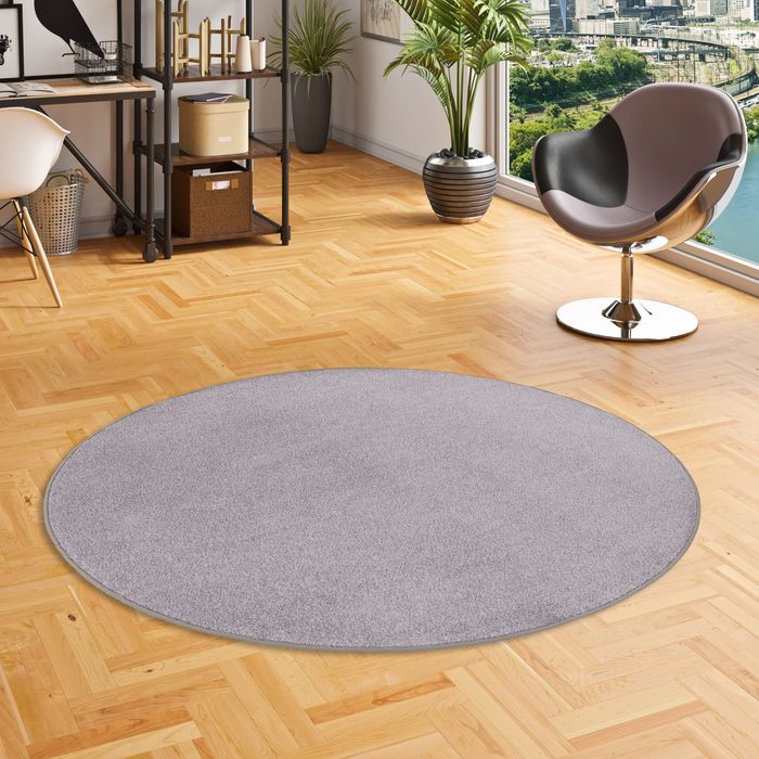 Tapis Rond Joy Velours Gris