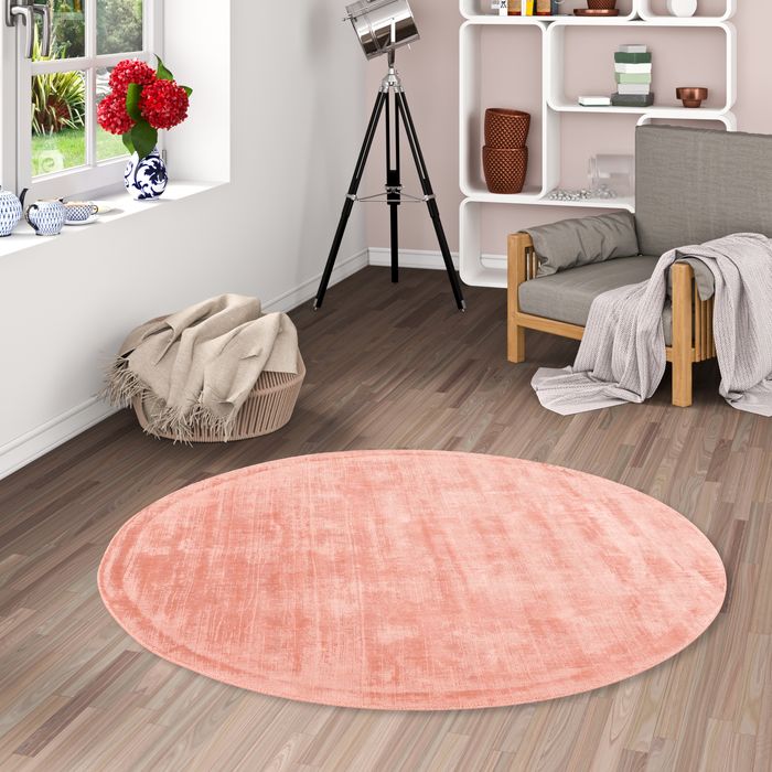 Luxus Designer Teppich Roma Altrosa Rund
