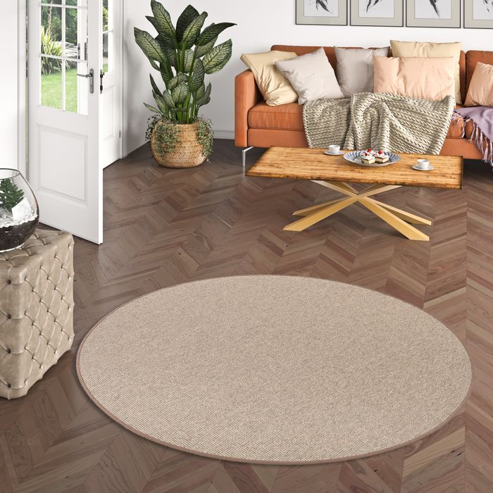 Natur Sisal-Optik Teppich Taff Braun Rund