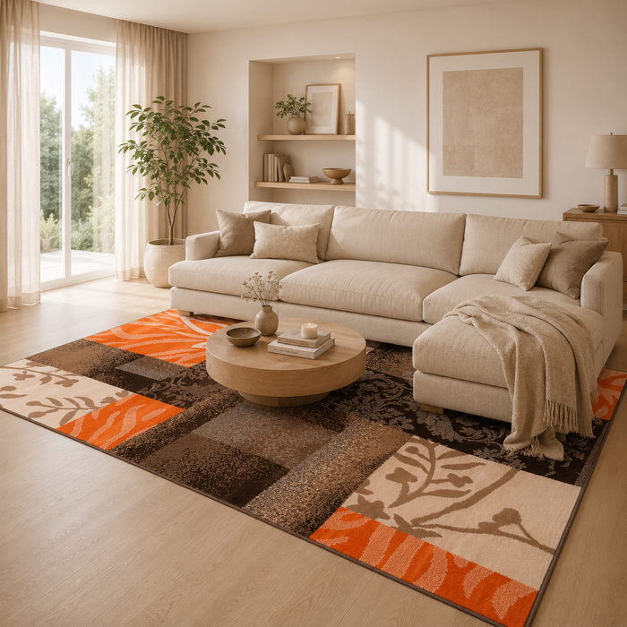 Designer Teppich Samba Modern Terrakotta Karo