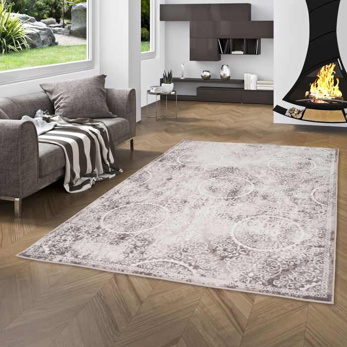 Designer Teppich Tawira Vintage Klassik Grau Barock