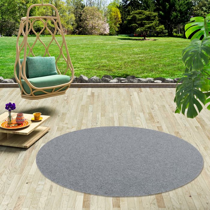 Kunstrasen Rasenteppich mit Noppen Kingston Grau Rund