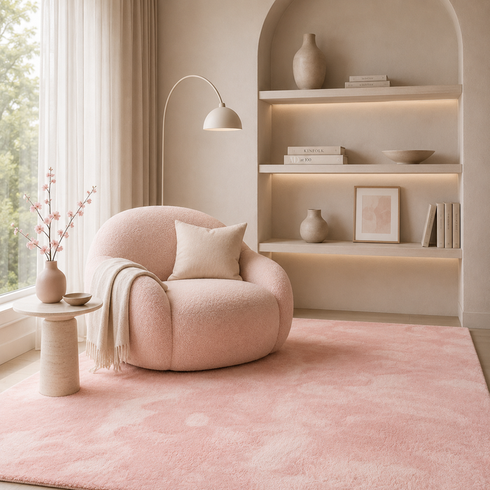 Tapis Fausse Fourrure Luxe Ultra Doux Pearl Rose