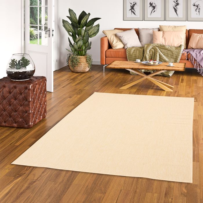 In & Outdoor Teppich Flachgewebe Natur Valencia Honig Mix