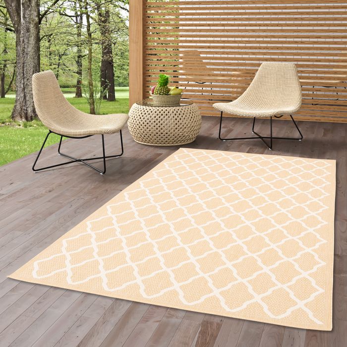 Valencia - Tapis nature plat tissé intérieur/extérieur - Miel Moderne
