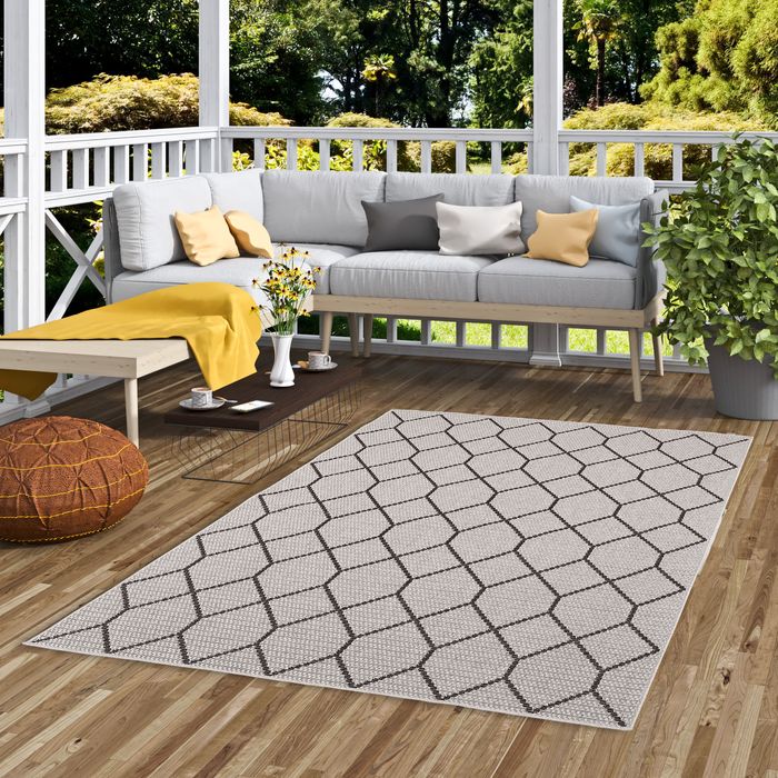 In & Outdoor Teppich Flachgewebe Marbella Grau Modern