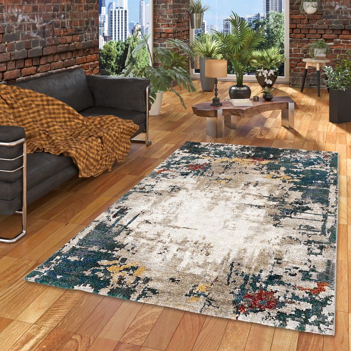 Designer Teppich Maui Modern Petrol Mix Verlauf