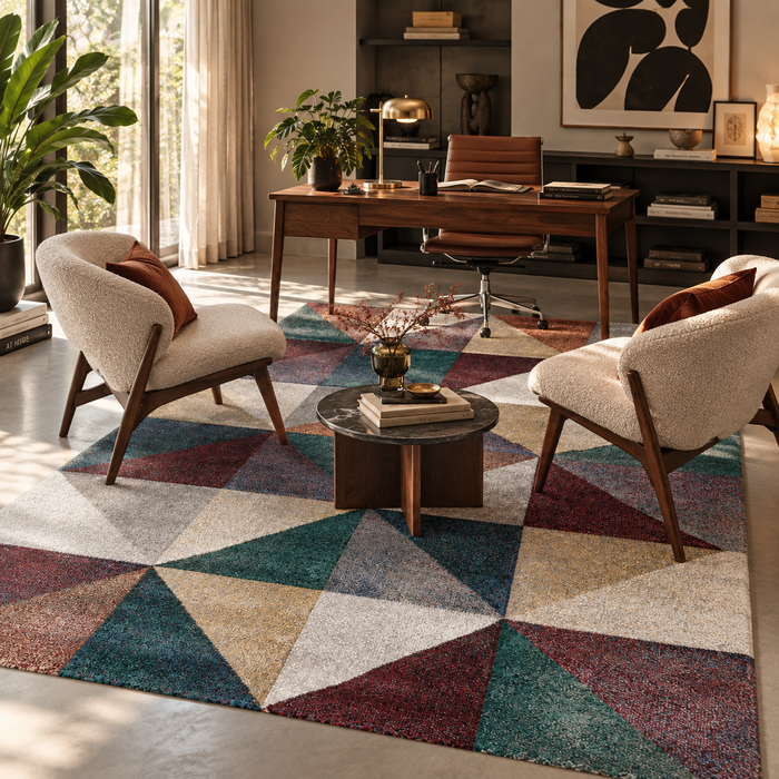 Designer Teppich Maui Modern Grün Rost Prisma