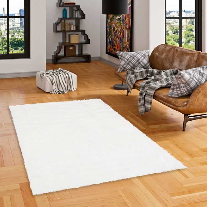 Luxus Super Soft Fellteppich Aspen Weiss
