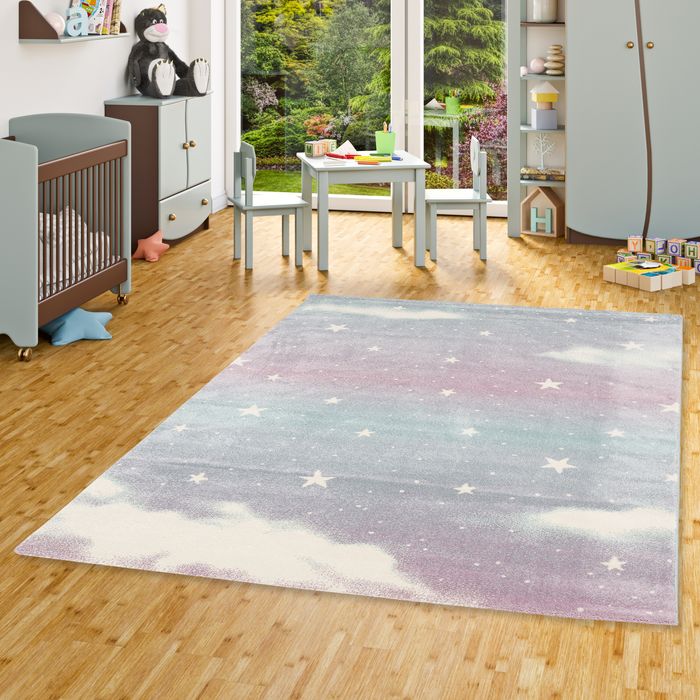 Kinder Teppich Maui Kids Pastell Wolkenhimmel