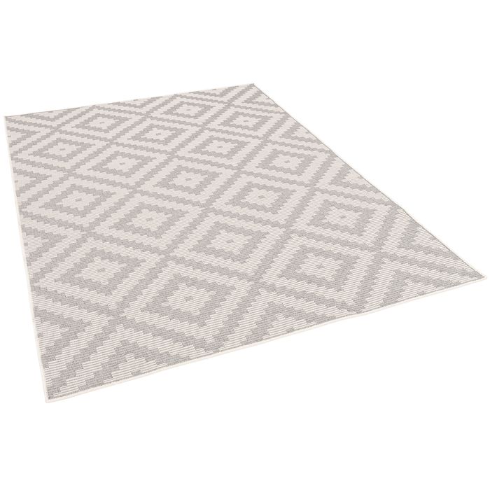 In & Outdoor Teppich Flachgewebe Marbella Fliesenoptik Grau