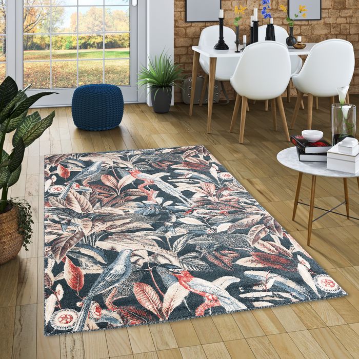 Designer Teppich Retro Montana Vögel Blätter