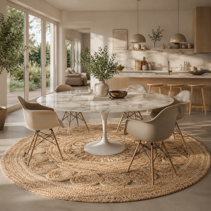Naturfaser Handgefertigt Jute Teppich Geflochten Pia Rund
