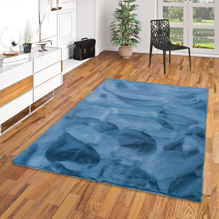 Plush - Tapis de luxe en fourrure synthétique super doux - Bleu