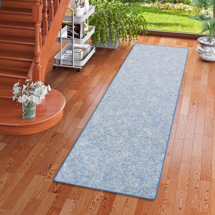 Memory - Tapis long couloir à boucles - Bleu Moucheté