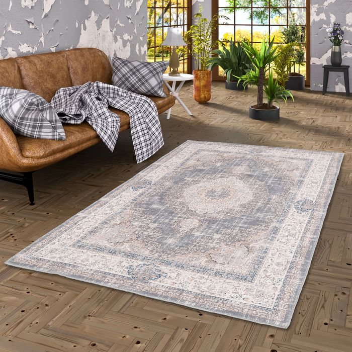 Vintage Designerteppich Finesse Orient Grau Beige Medaillon
