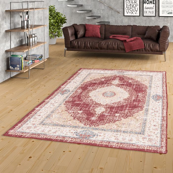 Vintage Designerteppich Finesse Orient Rot Beige Medaillon