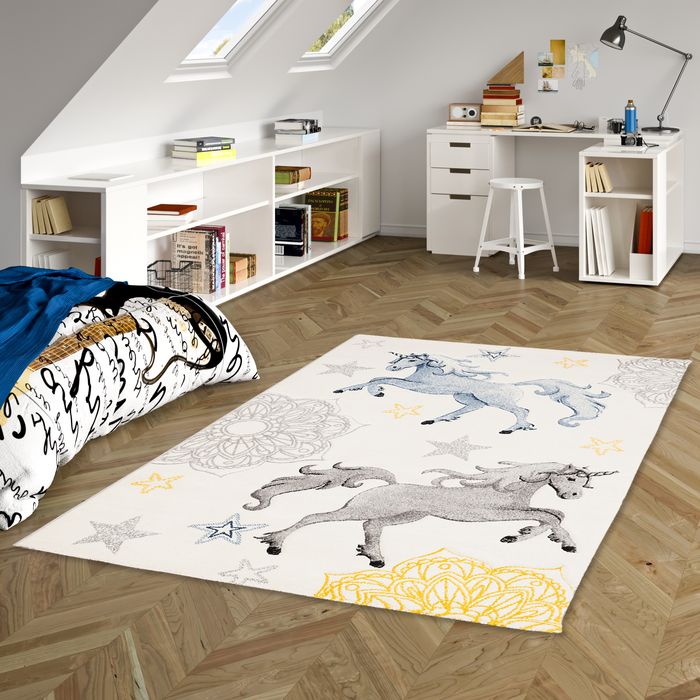 Kinder Teppich Maui Kids Pferde Bunt Stars