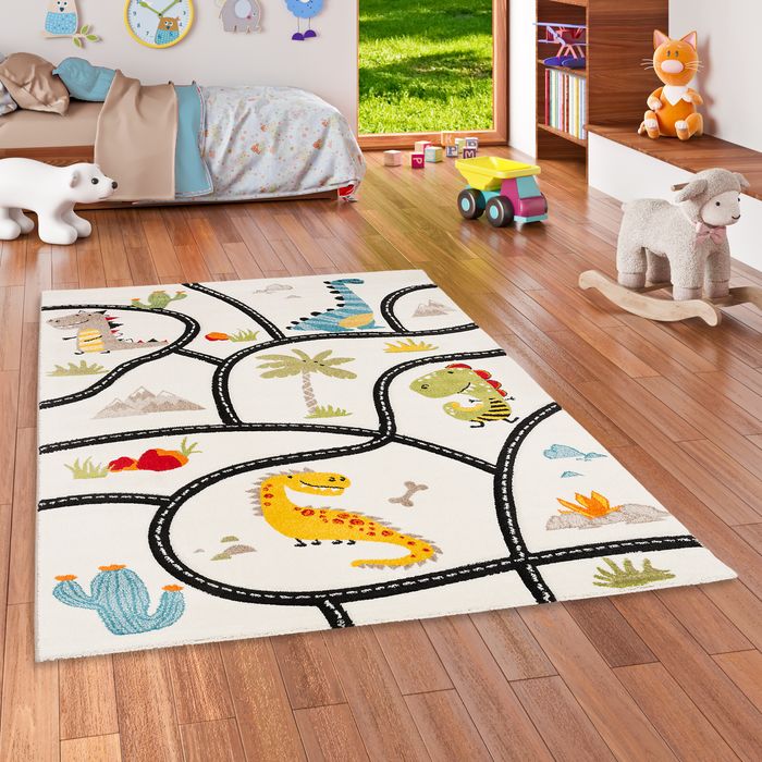 Kinder Teppich Maui Kids Dino Straßenteppich Bunt