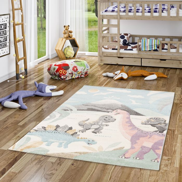 Kinder Teppich Maui Kids Dinowelt Pastell Bunt
