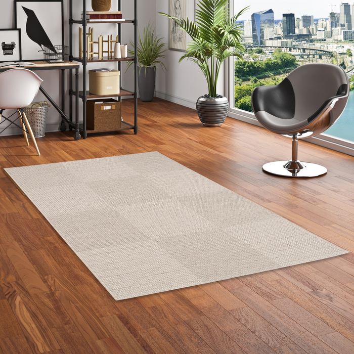 Natur Teppich Flachgewebe Casa Grau Beige Karo