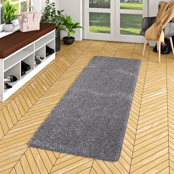 Luxus Läufer Hochflor Langflor Teppich Milano Grau