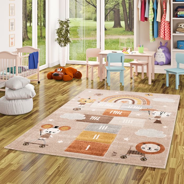 Kinder Teppich Maui Kids Spielwelt Beige Braun