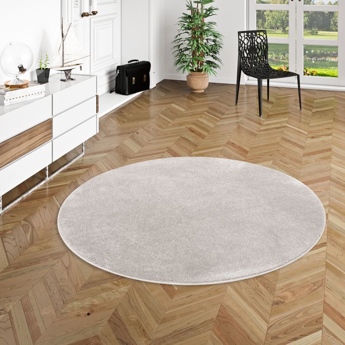 Luxus Soft-Velours Teppich Verona Grau Rund