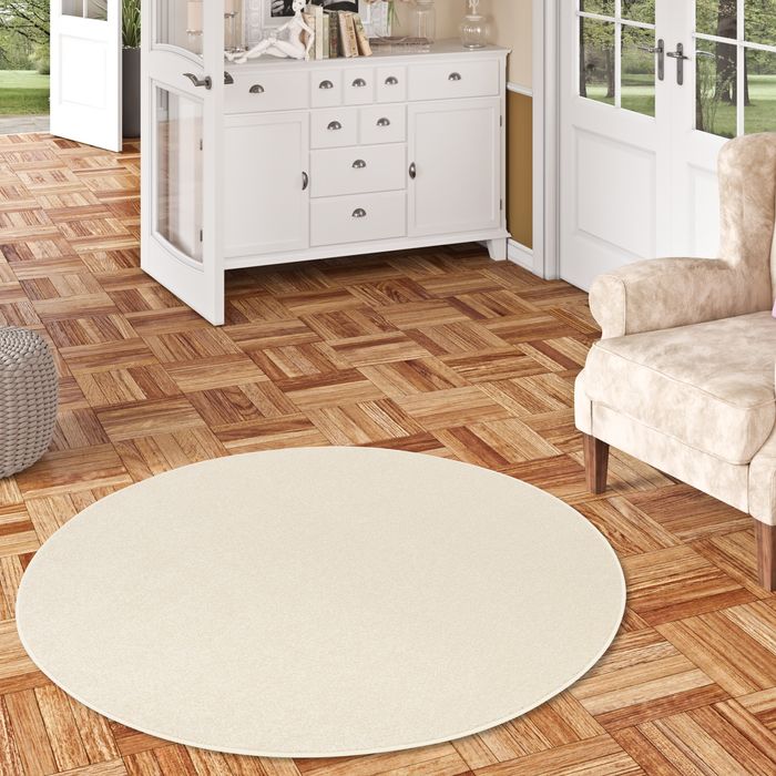 Hochflor Velours Teppich Luna Creme Rund