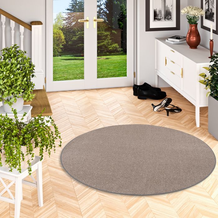 Tapis Rond Joy Velours Taupe