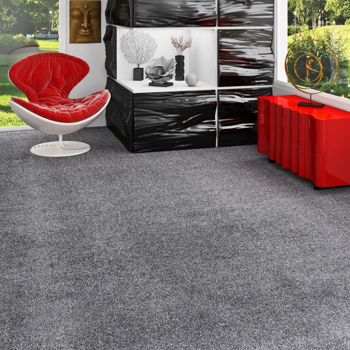 Hochflor Velours Teppichboden Luna Grau