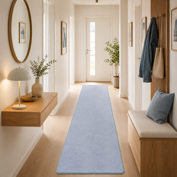 Hochflor Velours Läufer Teppich Luna Blau