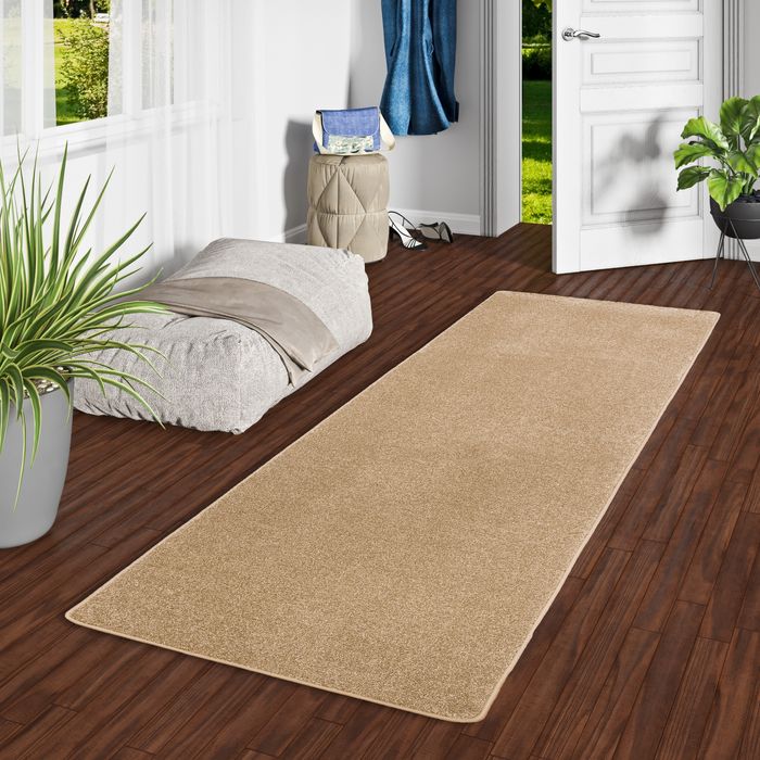 Luna - Tapis long couloir - Tapis en velours à poils longs - Caramel