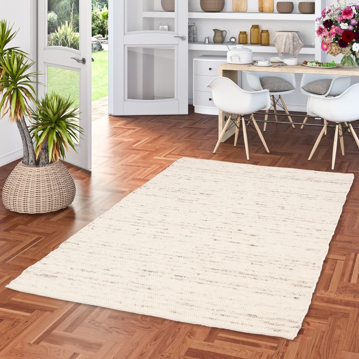 Alaska - Tapis en laine naturelle - Blanc cassé gris moucheté
