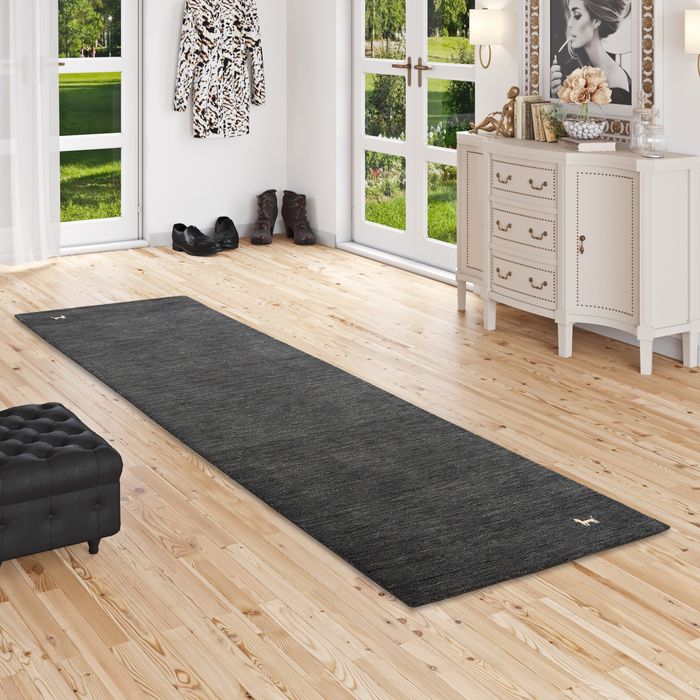 Shiva - Tapis long couloir naturel Indo Nepal Gabbeh - Anthracite