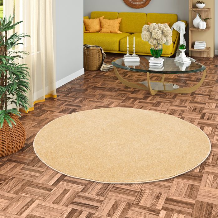 Luxus Soft-Velours Teppich Verona Beige Rund
