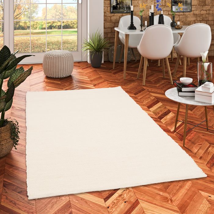 Yukon - Tapis en laine naturelle - Blanc cassé uni coloré