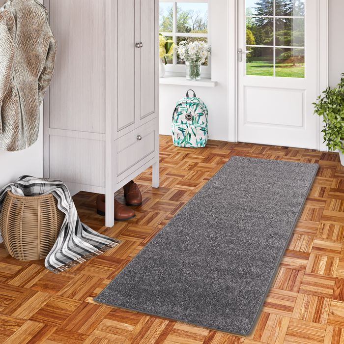 Hochflor Langflor Teppich Läufer Cottage Grau