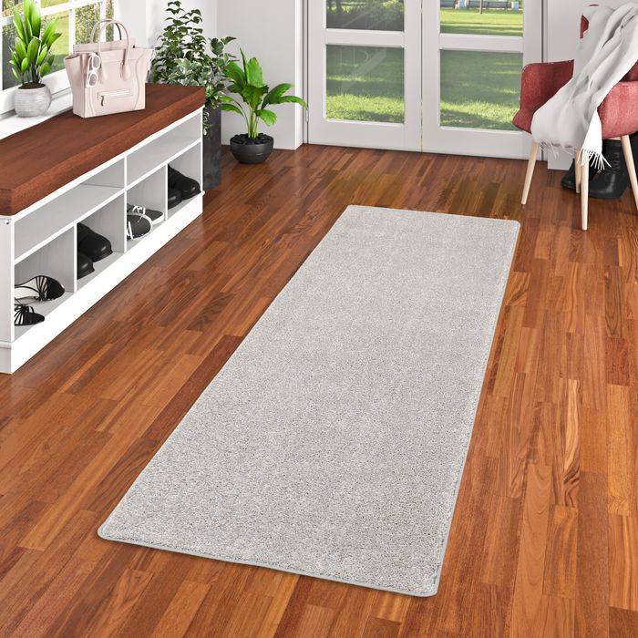 Mona - Tapis long couloir - Tapis en velours à poils longs - gris argenté
