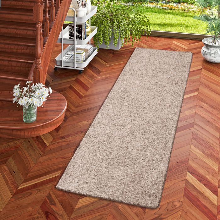 Mona - Tapis long couloir - Tapis en velours à poils longs - Taupe