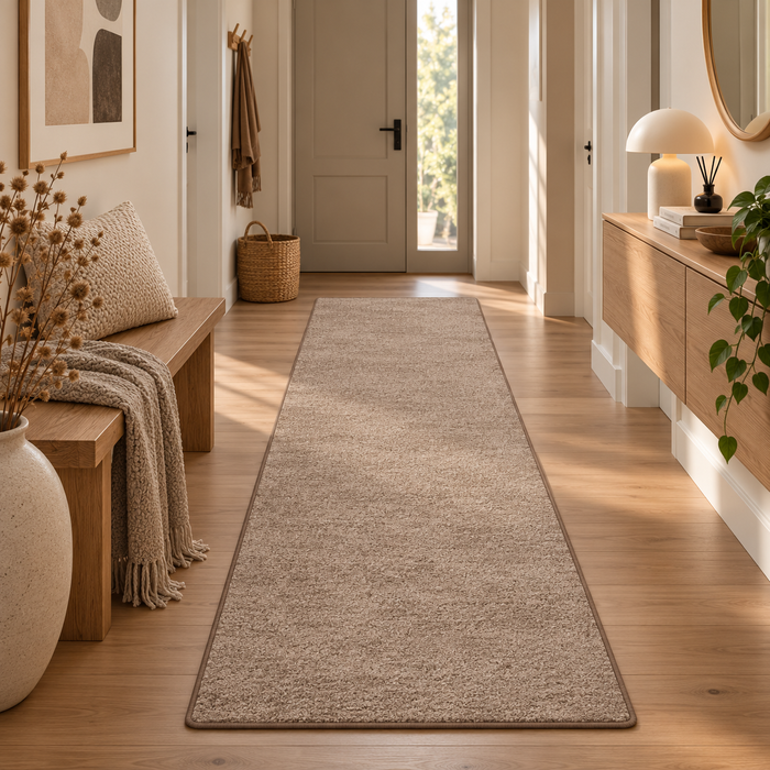 Mona - Tapis long couloir - Tapis en velours à poils longs - Taupe