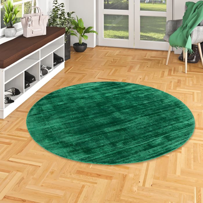 Luxus Designer Teppich Roma Tannengrün Rund