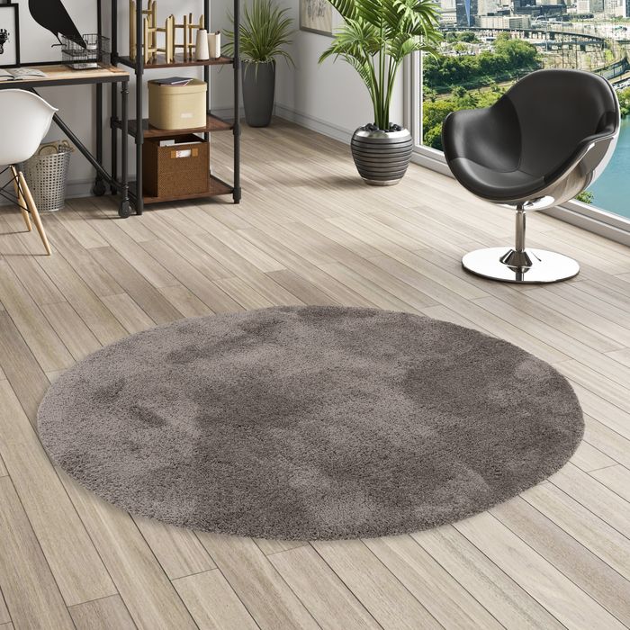 Luxus Super Soft Hochflor Langflor Shaggy Teppich Luca Anthrazit Rund