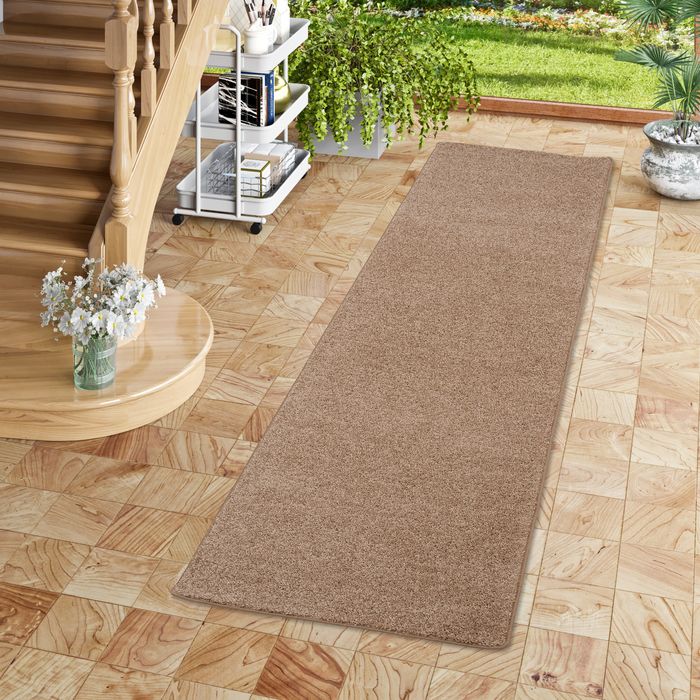 Mona - Tapis long couloir - Tapis en velours à poils longs - nature