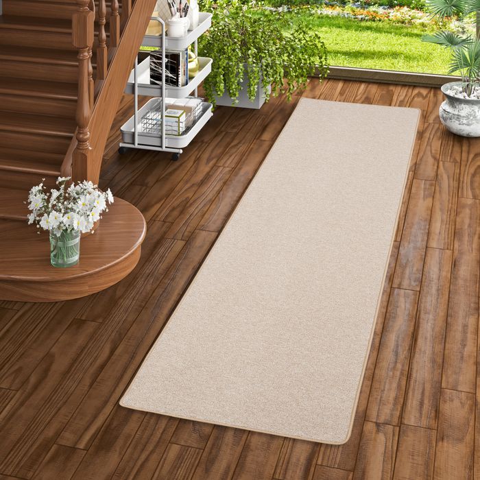Tapis Coureur Strong Velours Bouclé Beige