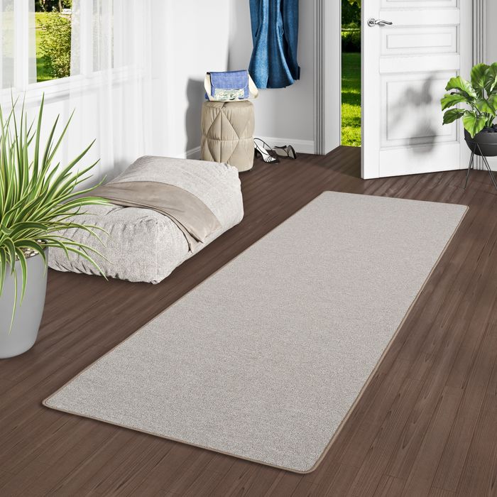 Tapis Coureur Strong Velours Bouclé Taupe