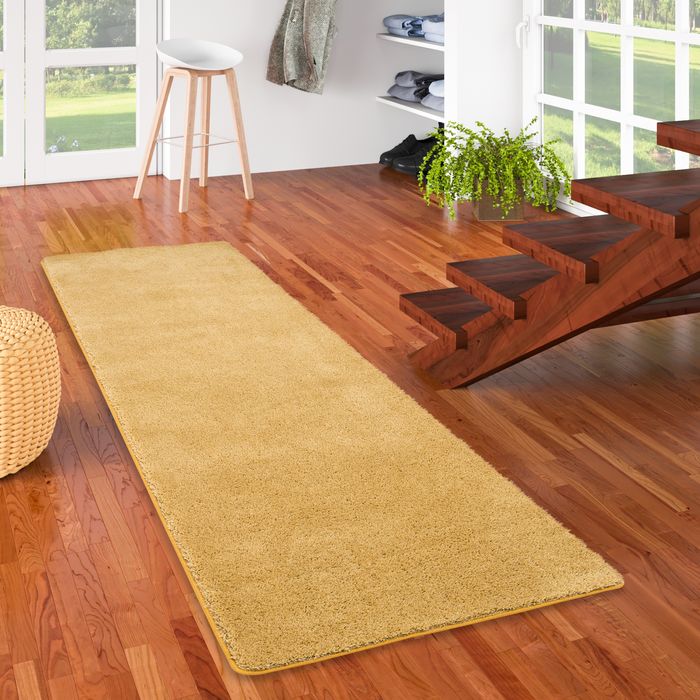 Hochflor Shaggy Läufer Teppich Palace Curry