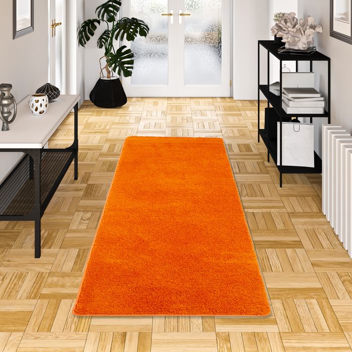 Hochflor Shaggy Läufer Teppich Palace Orange