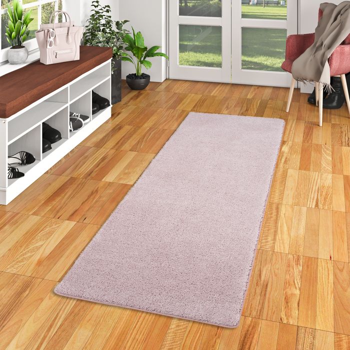 Hochflor Shaggy Läufer Teppich Palace Pastell Rosa